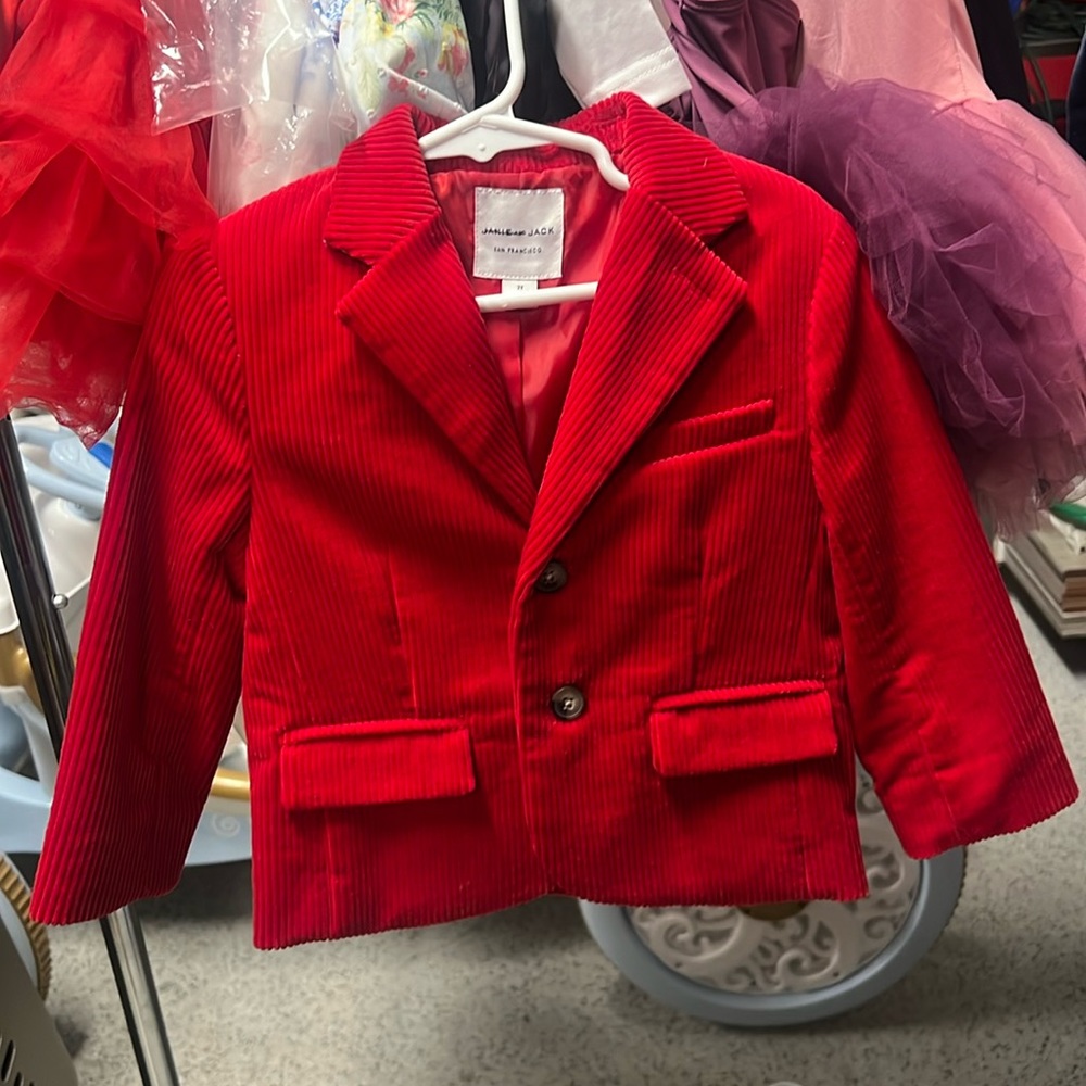 Red Toddler Velvet Blazer